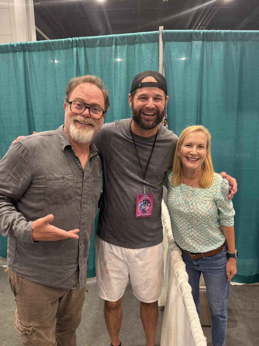 Kevin Laymon with Rainn Wilson and Angela Kinsey